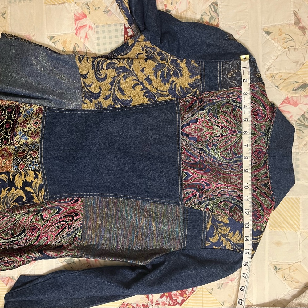 Elegant Multicolor Patchwork Denim Blazer - Picture 9 of 9